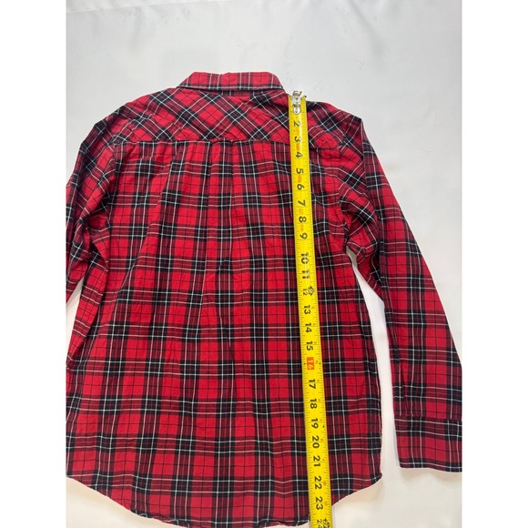 The Childrens Place Plaid Shirt Kids L 10/12 Red Excellent Long Sleeve Button Up - Picture 5 of 6